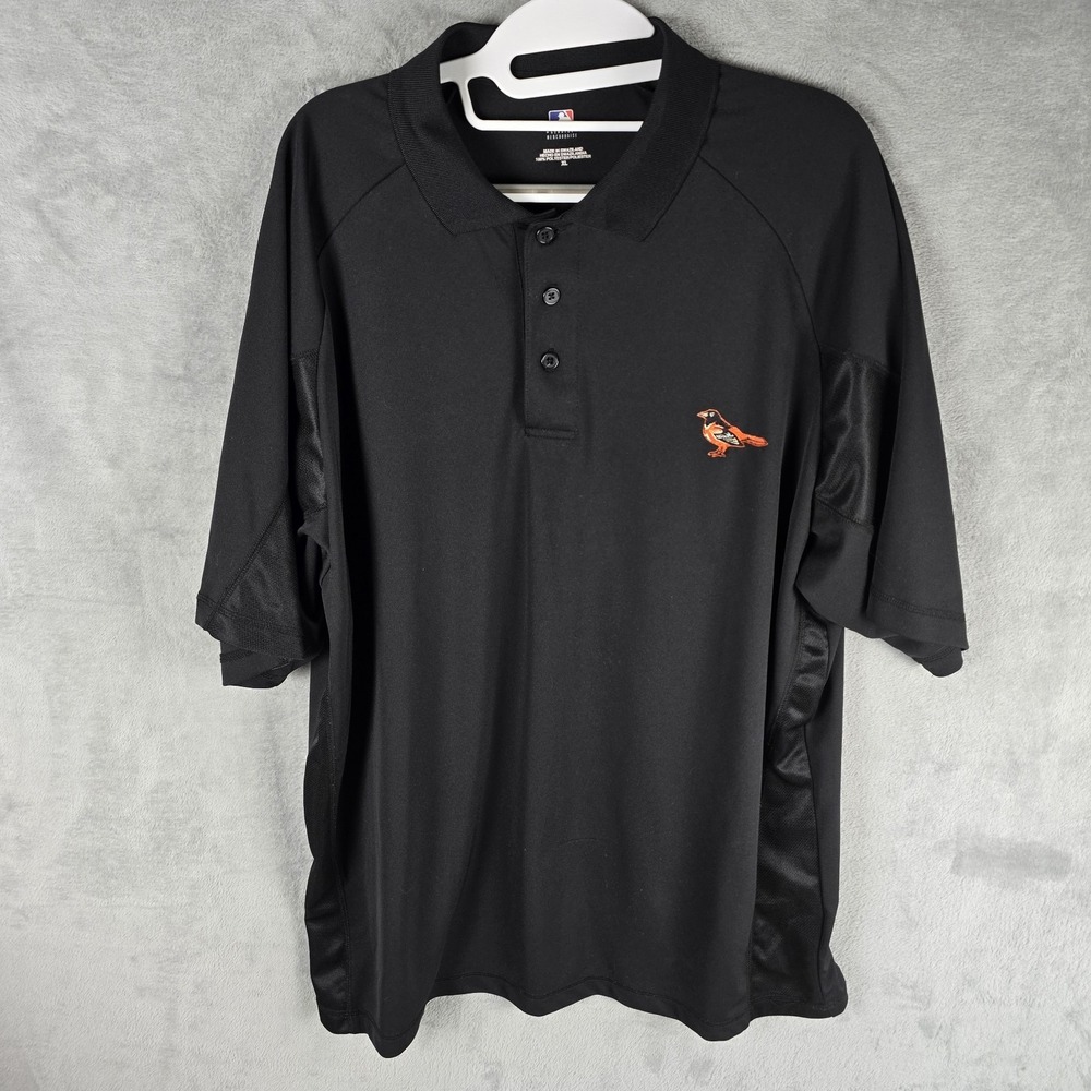 MLB Baltimore Orioles Black Polo Shirt Bird Logo Size XL